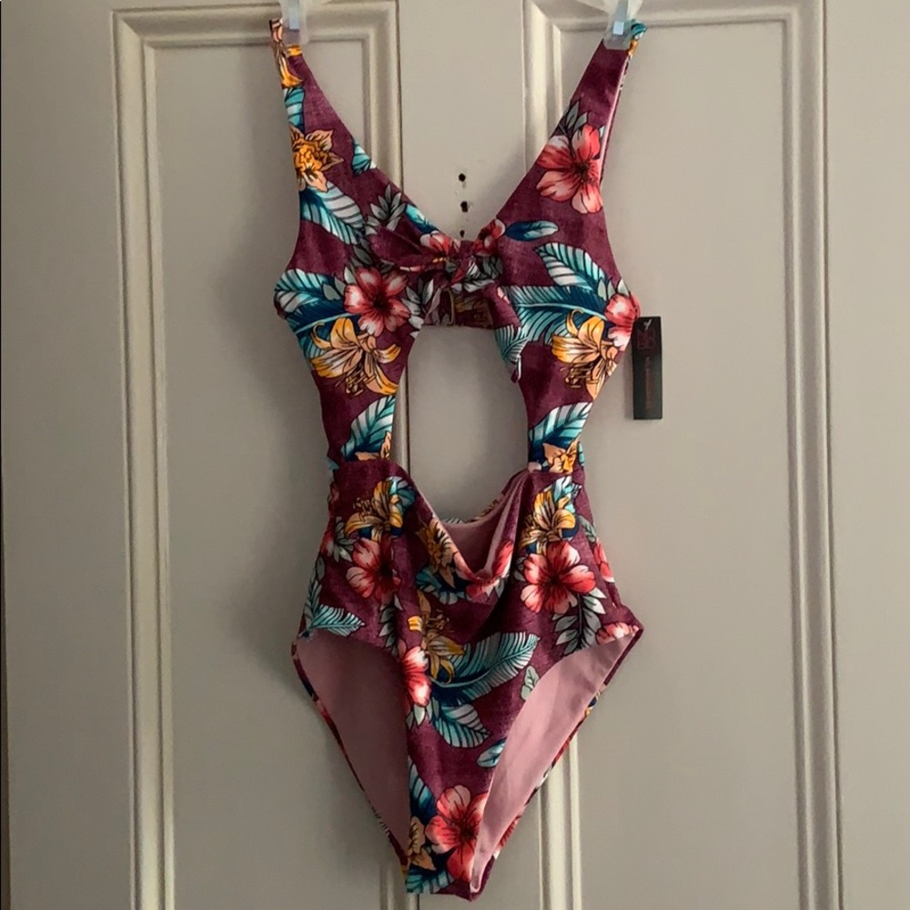 Purple Floral Bathing Suit